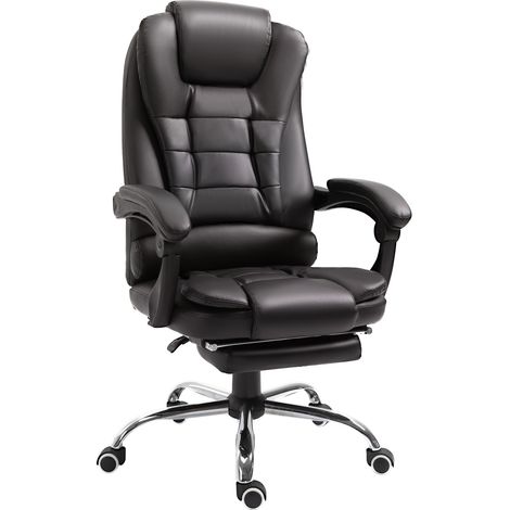 PU Leather Executive Office Chair, High Back Swivel Chair with Retractable Footrest, Adjustable Height, Reclining Function, Brown