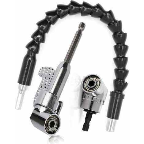 AGE Foret à angle droit et kit d'extension d'angle flexible, tournevis à angle droit arbre flexible 45 degrés court et court tournage lot outils de forage électriques accessoires (1/5)