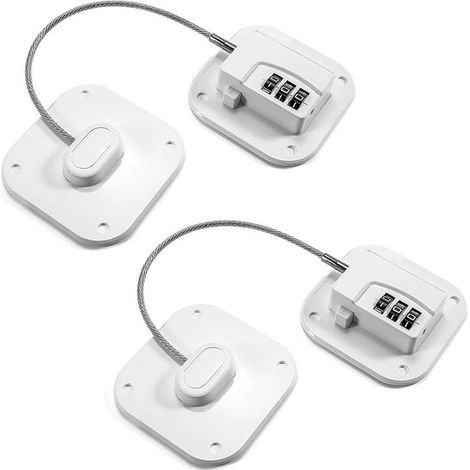 Serrures de réfrigérateur à code, lot de 2, sécurité enfant autocollante sans perçage, pour réfrigérateur, congélateur, armoires et tiroirs, blanc (1/5)