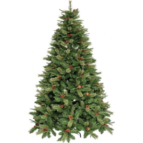 Albero di Natale ARTIFICIALE GORDON verde folto con pigne e bacche super realistico - H270 cm - 2198 rami