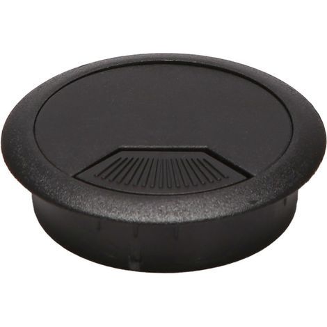 Lot de 2 passe-câbles de bureau noirs de 50 mm de diamètre (1/5)