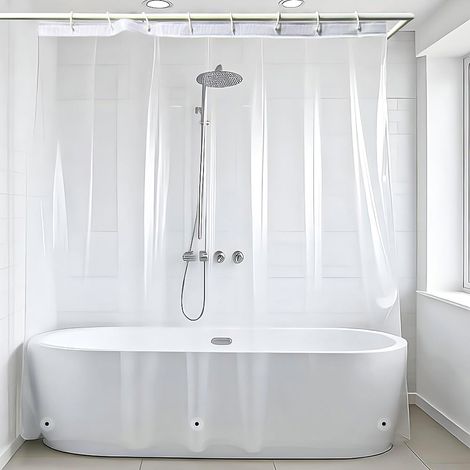 Cortina de ducha transparente de 180 x 180 cm, PEVA impermeable y antimoho, cortina de ducha transparente