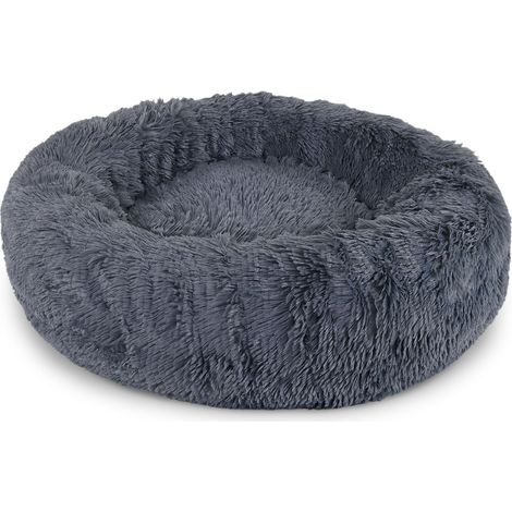 Hundebett rund Hundekissen Hundesofa Donut 80cm Durchmesser, dunkelgrau