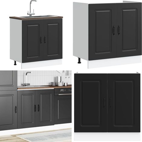 vidaXL Spülenunterschrank Kalmar Schwarz 80x46x81,5 cm Holzwerkstoff (1/5)