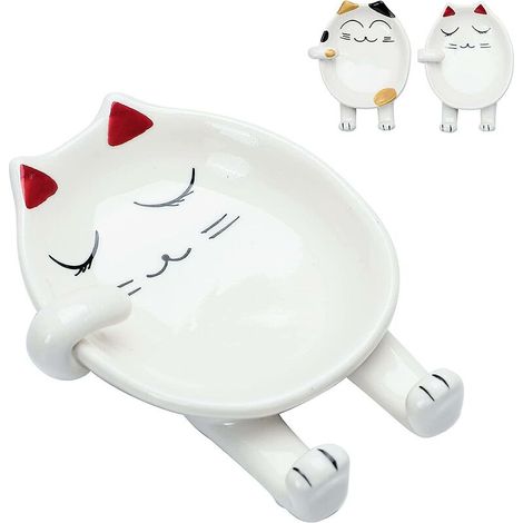 royaluxe - Repose-cuillère, joli repose-cuillère en céramique de chat de café rouge, porte-cuillère, rouge (1/3)