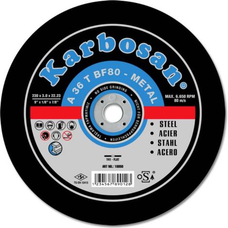Disque à Tronçonner Déporté 115X3.0X22.2 A36T Acier KARBOSAN 910950