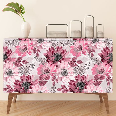 Stickers meuble - Fleurs - 20 x 40 cm - Adhésif MAT (1/3)