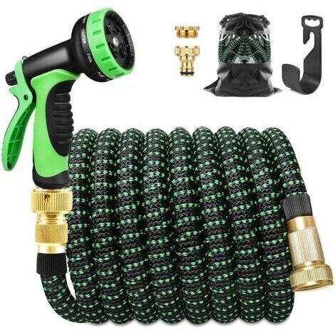 Tuyau Arrosage Extensible 30m 100ft Tuyau D’arrosage Retractable avec Support et Pistolet Arrosage 9 Fonctions Raccords en Laiton, (1/5)