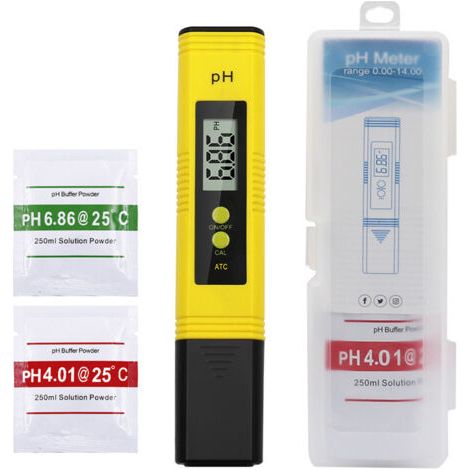 Testeur de Ph Professionnel, Fonction D'étalonnage Automatique et 0,00-14,00 Gamme de Mesure pour l’Eau Portable Aquarium Hydroponie Piscine Plage de Mesure