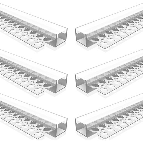 Lot de 6 profilés LED pour cloison sèche, 1 m, avec diffuseur laiteux pour bande LED de 12 mm, canal LED en aluminium à bord unique pour éclairage mural, plafond et escalier (1/5)