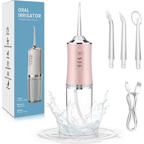 Hydropulseur dentaire professionnel, irrigateur buccal portable, nettoyant pour des dents plus saines et un blanchiment dentaire(rose) (1/5)