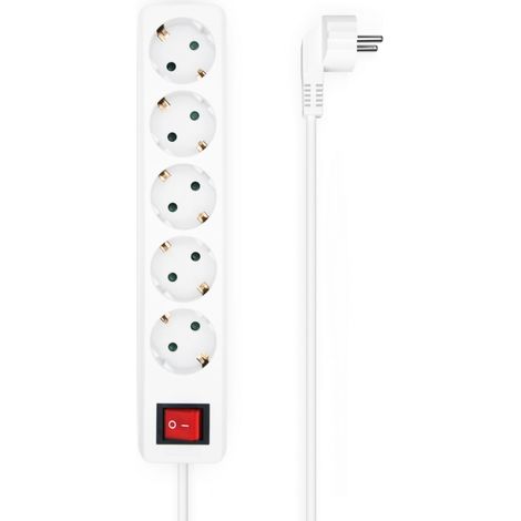 Bloc multiprises avec interrupteur aisens a154-0651/ 5 prises de courant/ white (1/3)