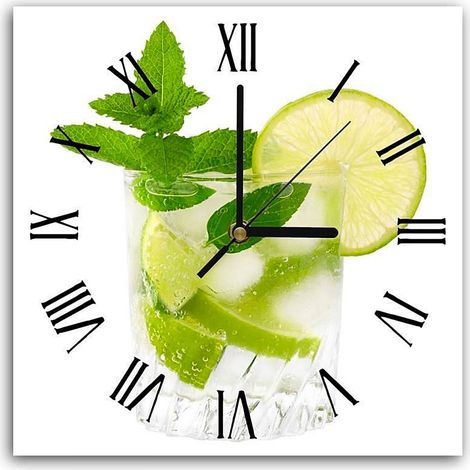 Horloge Murale Élégante Cocktail Mojito Design Fruité - 30 x 30 cm