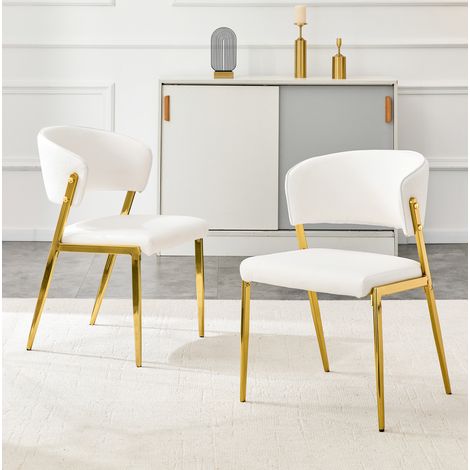Chaise de salle à manger lot de 2 47x51x78 cm en PU blanc, moderne pour salle à manger FloraGrace (1/5)