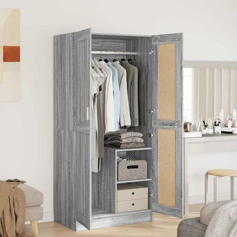 vidaXL Wardrobe Grey Sonoma 82,5x51,5x180 cm Engineered Wood (1/5)