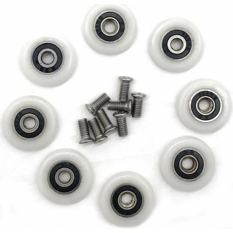 Roulettes De Porte De Douche - 23 mm - Fixation Vis M5 - Nylon Et Acier Inoxydable - Lot De 8 (1/4)