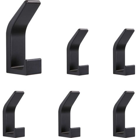 Piezas De MINKUROW, Ganchos Autoadhesivos, Ganchos Para Toallas De Baño Dobles, Montaje En Pared Autoadhesivo Para Cocina, Baño, Oficina, Armario, Aluminio Negro (1/5)