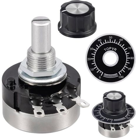 Pieces RV24YN20S 5K Ohm Single Turn Carbon Film Potentiometer B502 3-Terminal Cone Rotary Potentiometer with Knob A03 and Dial (1/4)
