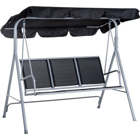 Auvent de remplacement pour balancelle de jardin 3 places – Tissu Oxford multicouche imperméable – Protection UV – Installation facile (1/5)