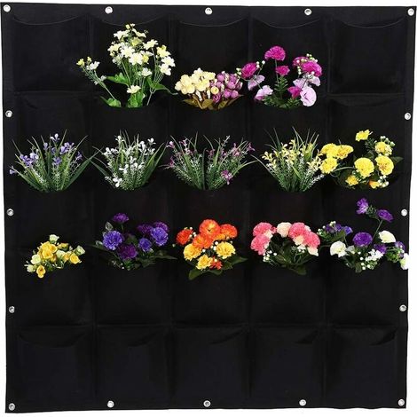 Vertical Wall Garden Planter, 25 Pockets Outdoor Garden Vertical Planting Bag Wall Hanging Flower Growing Container Felt Fabric Planter Bags for Garden Indoor Outdoor (1/5)