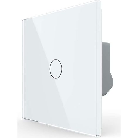 Blanc Interrupteur de Lumière avec LED Affichage Light Capteur Tactile Panneau Verre Cristal EU Interrupteur Standard 1 Gang 1 Voie (1/5)
