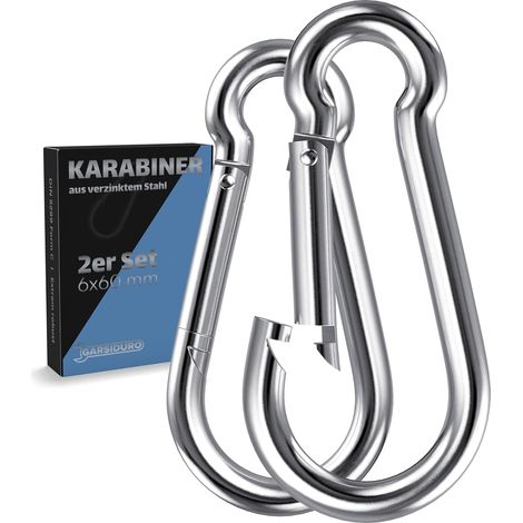 Mousqueton de Fixation 2pcs 6x60mm Acier galvanisé DIN 5299 Crochet sécurité pour clés, laisse chien, camping, extérieur, auvent, balançoire, voile d’ombrage (6x60 6mm 60mm) (1/5)