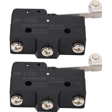 micro-interrupteurs de fin de course à contact argenté, conducteur en cuivre, levier à galet articulé, NO+NC, 250 V CA (1/5)