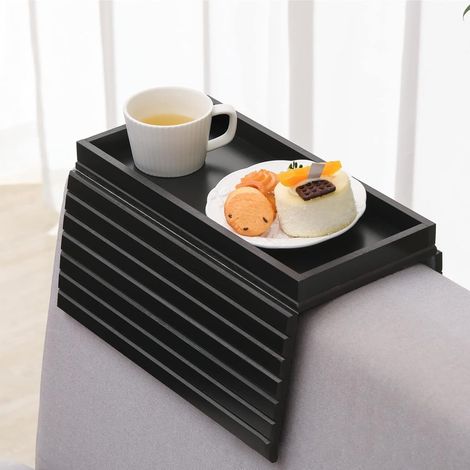 Armlehnenablage – 1 Stück – Bambus – rutschfest – für Sofa – Schwarz – 45,7 x 33,5 cm (1/5)