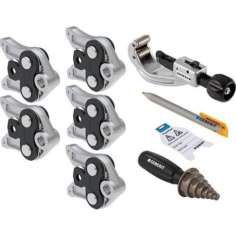 Geberit – Mâchoires à sertir Kit Mepla – Compatibilité Ø 16-20-26-32-40 – Coupe-tube ø 16-50 mm – Ébavureur pour finition précise