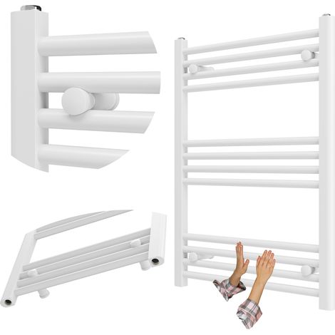 Radiateur Sèche-serviettes Salle de Bain Granitan Breno 60x80 cm Blanc 370W avec Option Résistance Électrique (1/5)