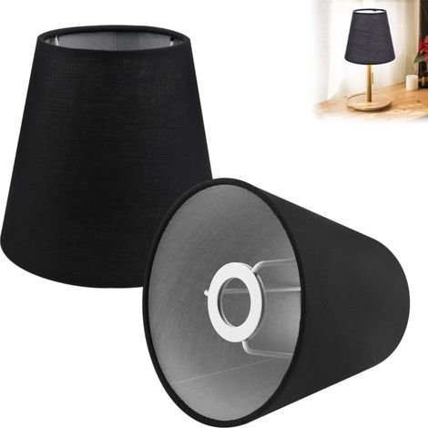 Lot de 2 abat-jour à pince en lin noir, petit modèle, cache-ampoule, adaptés aux lampes de chevet et appliques murales.