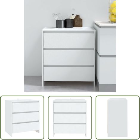 The Living Store Buffet Blanc 70x41x75 cm Bois d'ingénierie - Buffet Blanc - Meuble Rangement - Armoire Laterale - Commode - Mobilier Salon (1/5)