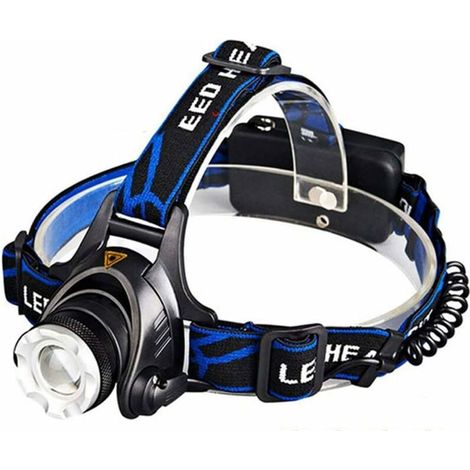 Crezuo T6/L2/V6 Angel-Stirnlampe, 3 Modi, Zoomfunktion, wasserdicht, ultrahell, Betrieb mit 2 18650-Batterien, ideal zum Wandern, Laufen, Heimwerken, Angeln und Radfahren.