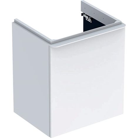 Meuble bas Geberit Smyle Square pour lavabo,avec une porte: Largeur 53.6cm, Hauteur 61.7cm, Profondeur 43.3cm, blanc / laqué très brillant, blanc alpin / thermopoudré mat, Largeur de lavabo:55cm, Char