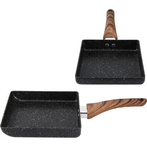 Poêle à frire - - Tamagoyaki - Antiadhésif en pierre - Manche en bois - Compatible induction (1/4)