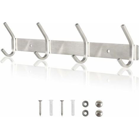 Coat Rack Bathroom Hook 3 Hooks Bathroom Wall Hook SUS304 Stainless Steel Matte Multipurpose Hooks For Jackets, Umbrellas, Towels, Key Rings, Silver (1/5)