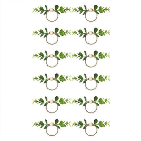 Lot de 12 ronds de serviette en eucalyptus, ronds de serviette pour la décoration de table (1/5)