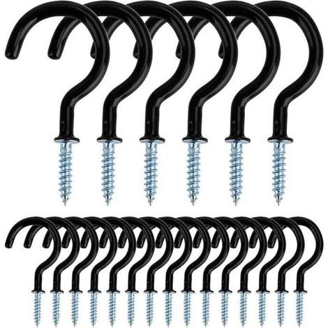Ganci metallici a vite da soffitto per interni ed esterni, ideali per appendere tazze, vasi, luci e corde, confezione da 20 pezzi (neri) (1/4)