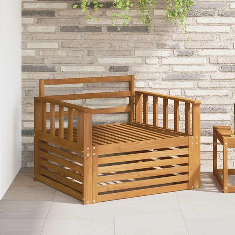2 Stück Sofa mit Armlehnen Massivholz Akazie Natur