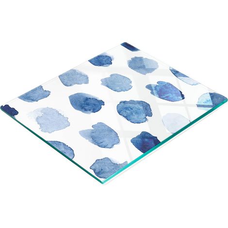 Tabla de cocina de vidrio templado con gr谩ficos decorativos de puntos 铆ndigo 60x52 cm (1/5)