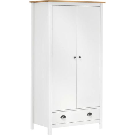 Garde-robe Armoire de Rangement Armoire de vêtements Penderie à 2 portes Hill Blanc 89x50x170cm Bois de pin solide VXN6867 (1/5)