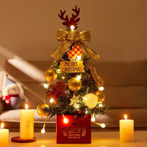 Weihnachtsdekoration, Mini-Weihnachtsbaum, Schreibtischdeko, Empfangstresen, 45 cm großer Mini-Dekobaum, Geschenkkugelbaum