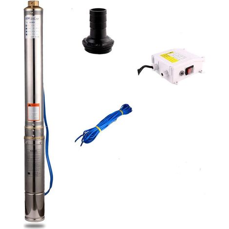 Pompe De Puits Profond 0.37kW / 0.5HP Submersible Pompe à Eau 3300L/H Pompe Puits Immergee Electrique Irrigation Agricole Jardin Forage Pompe de Relevage (1/5)
