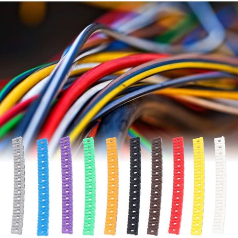 Marcador de cables con clip, tubo impermeable para identificación de cables, etiqueta de cable de colores del 0 al 9, marcador de cables tubular... DEBUNS (1/5)