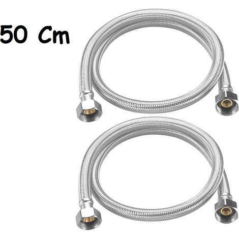 COPPIA TUBO FLESSIBILE 50CM TUBI ACQUA CALDA E FREDDA CALDAIA 1/2X1/2 DGO-172 (1/5)