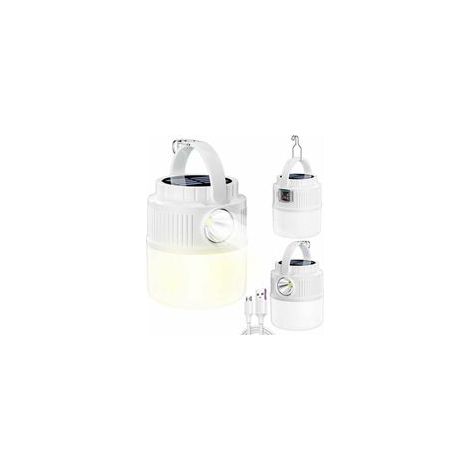 1 x Lampe de camping à LED alimentée par énergie solaire, rechargeable par USB, source lumineuse portable à 4 modes, étanche et à double LED, nouvelle lampe multifonctionnelle pour l'extérieur, adapté