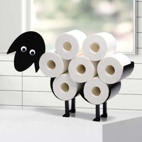 Toilettenpapierrollenhalter aus Metall, Schaf-Toilettenpapierhalter für 8 Rollen Toilettenpapier für Badezimmer, Schwarz (kein Taschentuch enthalten)
