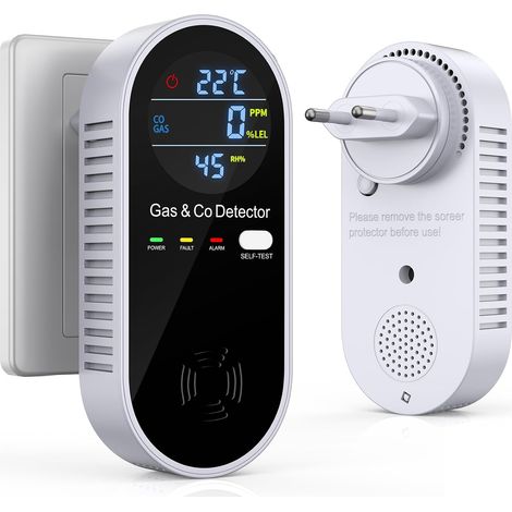 4-in-1 Kohlenmonoxid- und Gasmelder, sofort einsatzbereit, keine Wandbeschädigung, mit akustischen und optischen Warnsignalen – für Wohnzimmer, Küche, Garage, Fabrik und Baustelle – 4-in-1 – YEREADW (1/5)