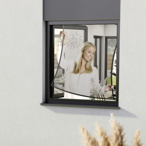 Windhager Fliegenschutz-Fenster Pop-Up 100 x 120 cm anthrazit Insektenschutzfenster