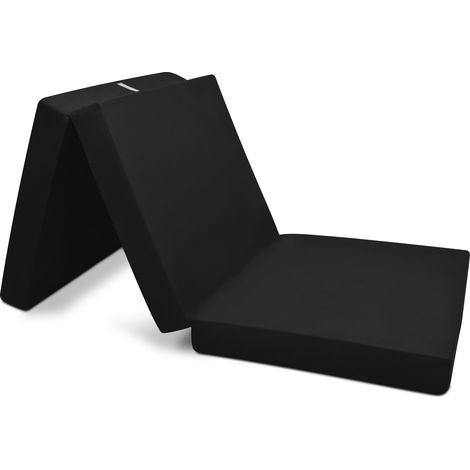Beautissu Materasso da Campeggio Pieghevole - Materasso Pieghevole Ospiti - Campix - Soffice Confortevole e Funzionale - Materasso Traspirante in Microfibra Nero, 190x60x7 cm (1/5)